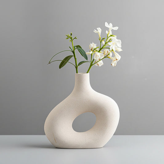 Hollow Ring Bottle Vase | Japandi Donut Ceramic, vases & vessels, crafted in a warm Japandi minimalist style