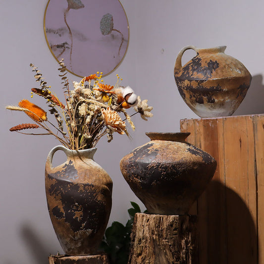 Rustic Mottled Stoneware Vessel | Wabi-Sabi Antique Ceramic Jug, vases & vessels, crafted in a warm Japandi minimalist style