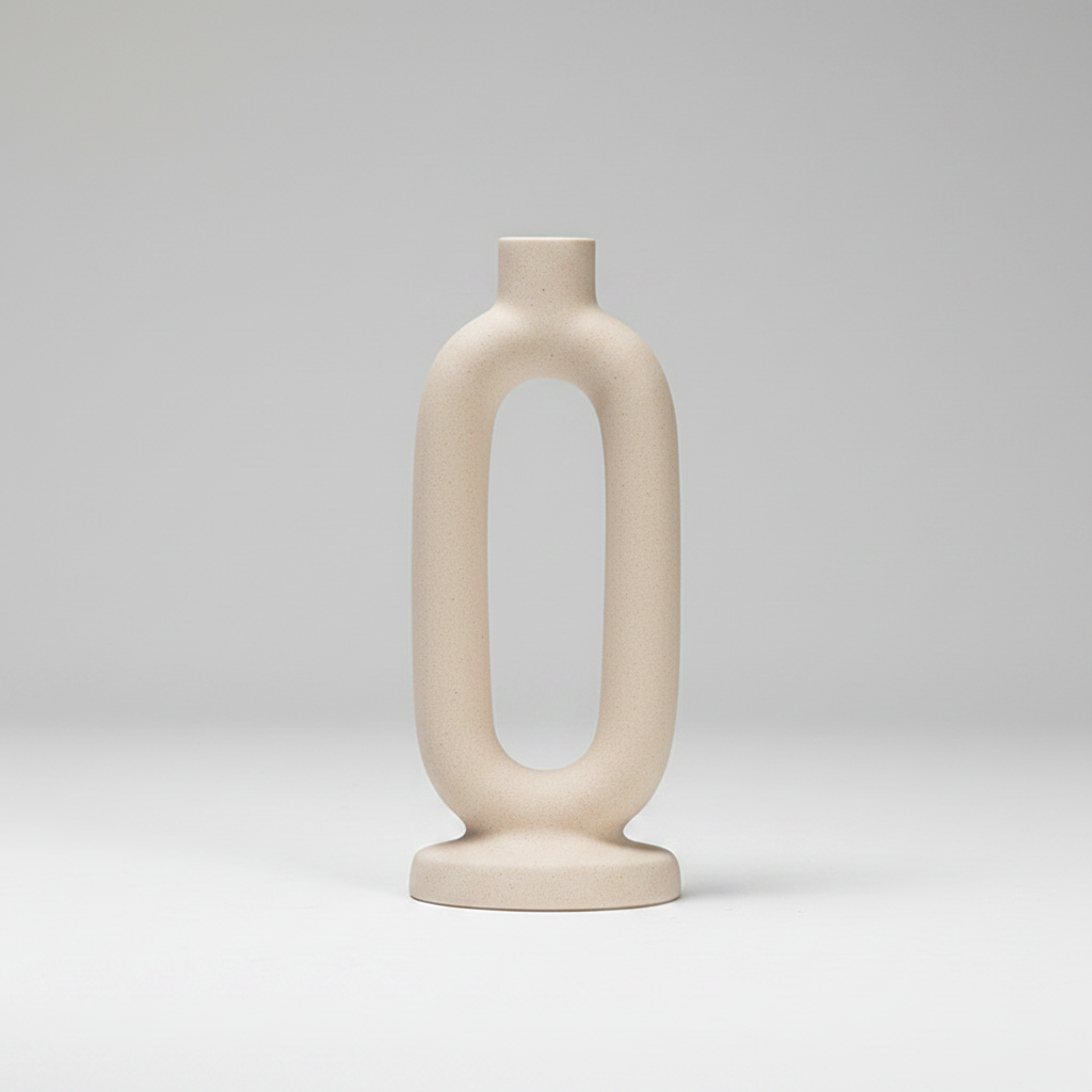 Open Ring Ceramic Taper Holder | Japandi Sculptural Candle Holder, candle holders, detail view, embracing wabi-sabi natural