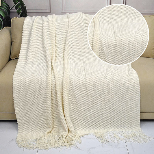 Tassel Fringe Knit Throw Blanket | Japandi Sofa & Bed Blanket, blankets & throws, crafted in a warm Japandi minimalist style
