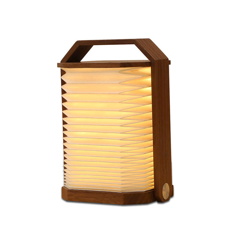 Foldable Wooden Lantern Lamp – Portable Rechargeable Accordion Light, night lights, lifestyle view, blending Scandinavian