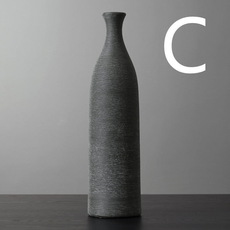 Scratched Ceramic Bottle Vase | Japandi Textured Matte, vases & vessels, alternate angle, for a serene modern home