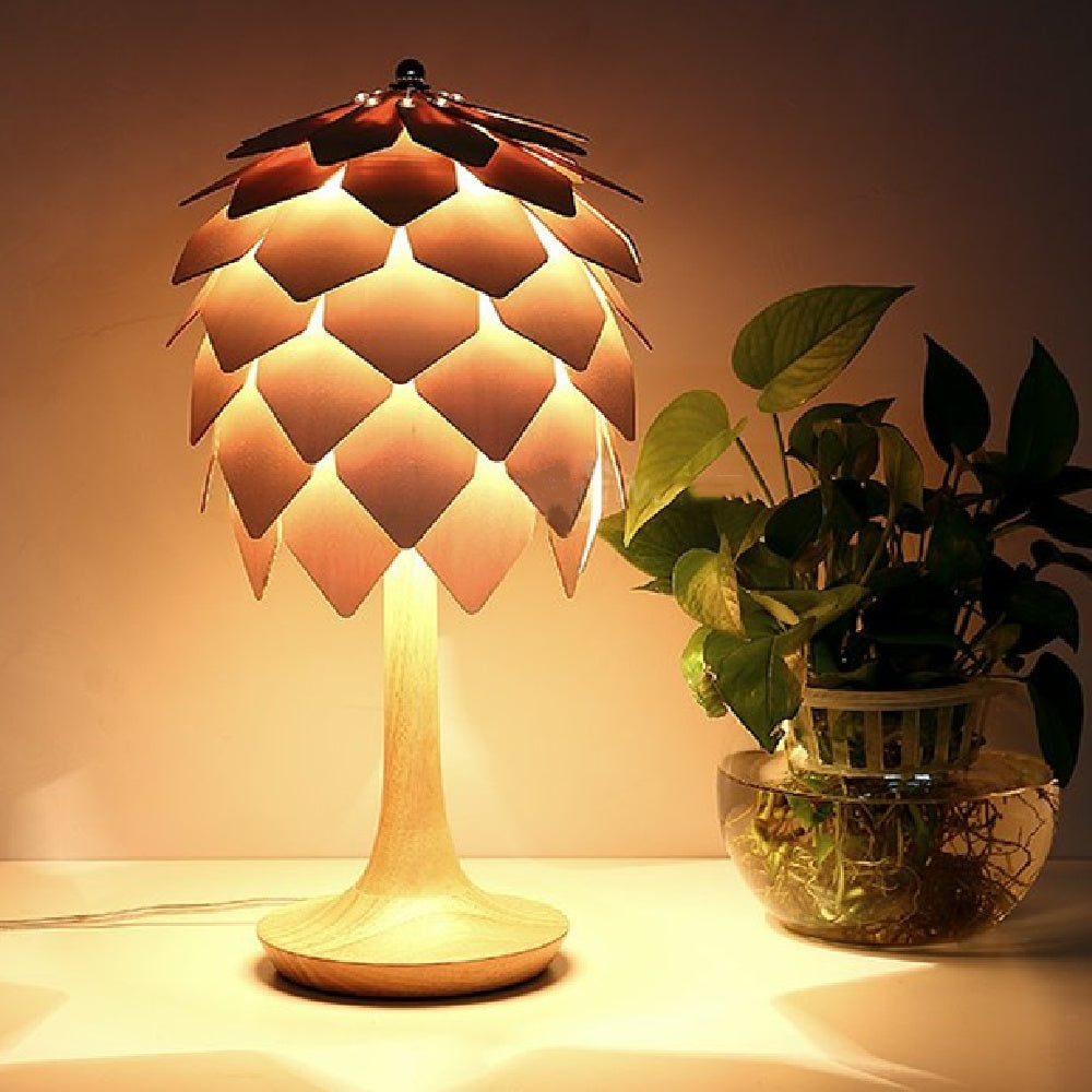 Pine Cone Table Lamp – Sculptural Wooden Ambient Light, night lights, crafted in a warm Japandi minimalist style