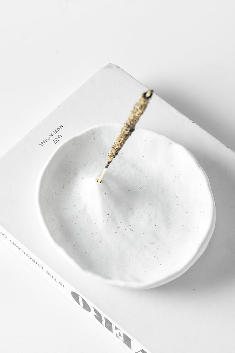 Freeform Ceramic Incense Tray | Japandi Ritual Home Fragrance, incense burners, front view, with calming Nordic simplicity