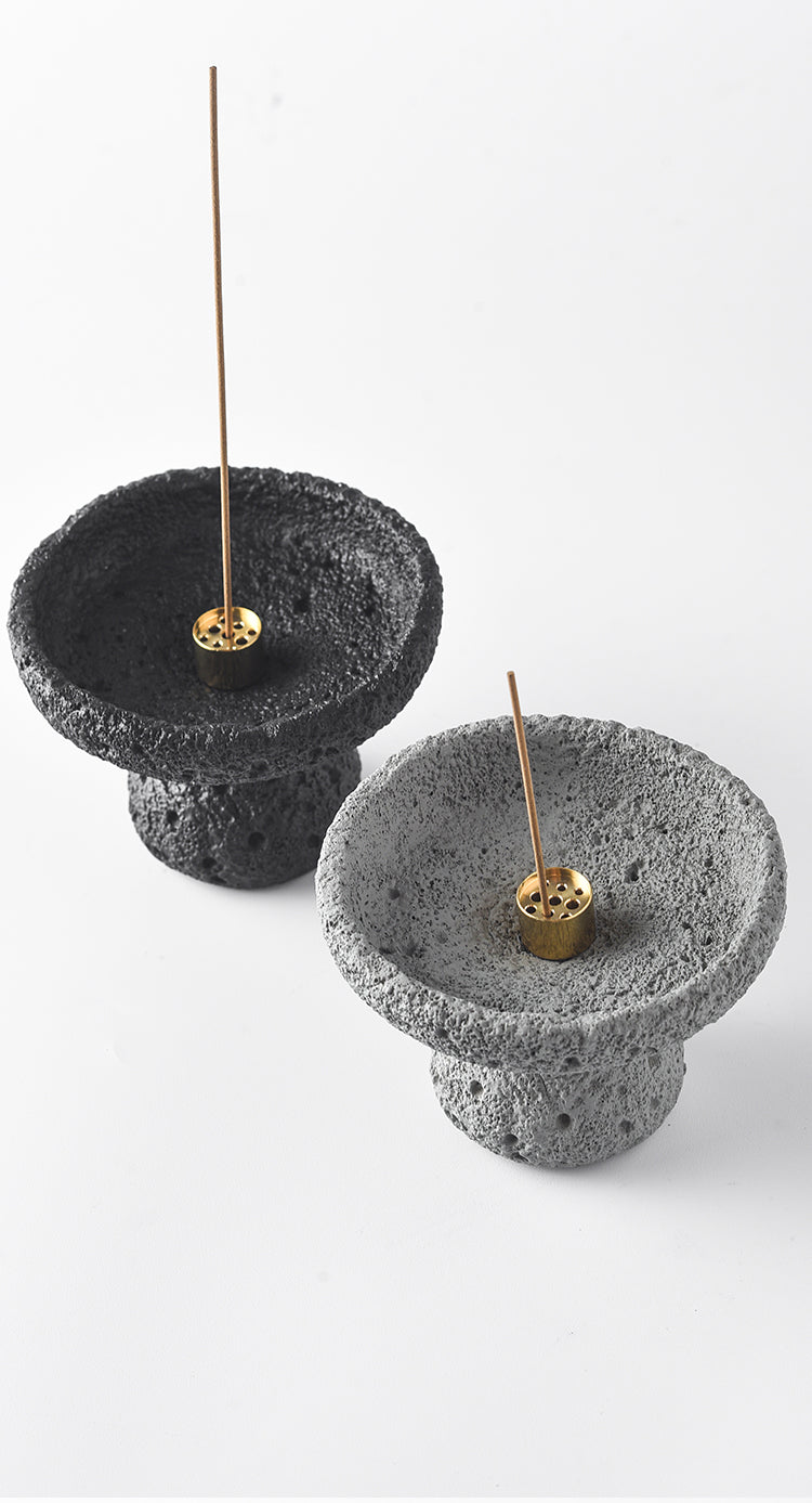 Lava Stone Pedestal Incense Burner | Japandi Ritual Home Fragrance, incense burners, crafted in a warm Japandi minimalist