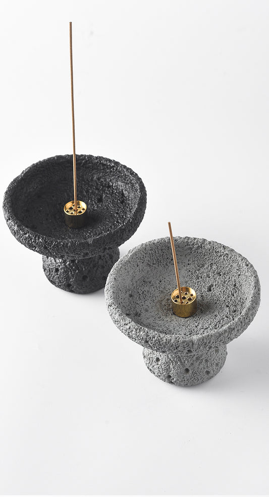 Lava Stone Pedestal Incense Burner | Japandi Ritual Home Fragrance, incense burners, crafted in a warm Japandi minimalist