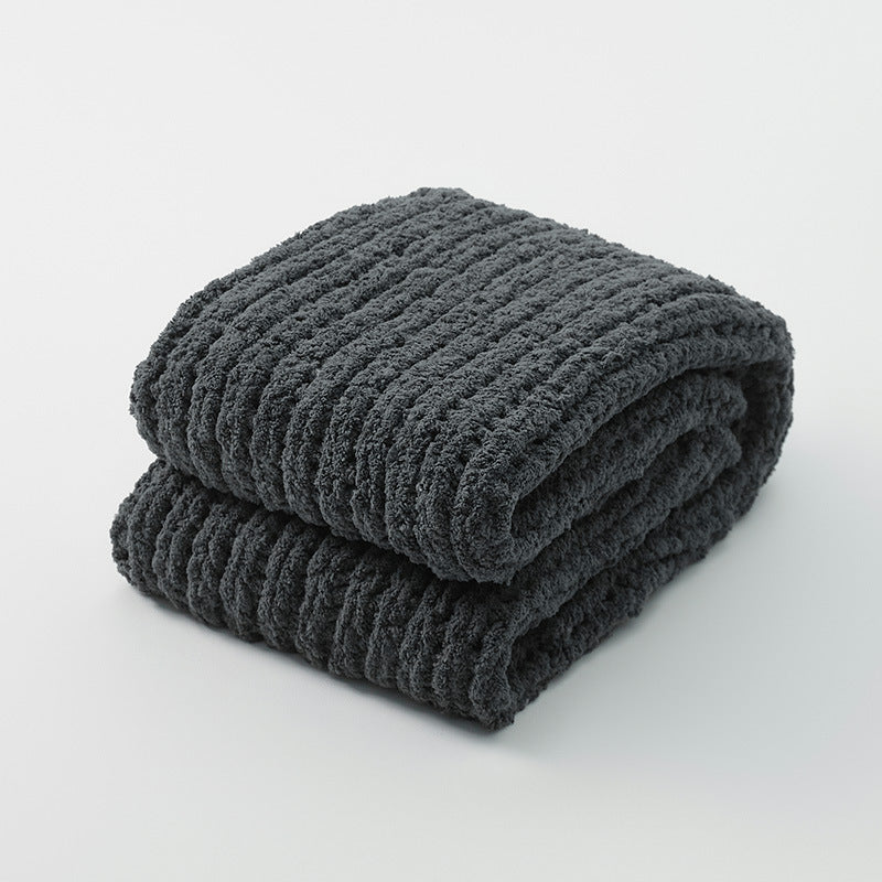 Chunky Knit Throw | Japandi Herringbone & Ribbed Sofa Blanket, blankets & throws, lifestyle view, blending Scandinavian and