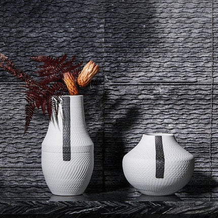 Sculptural Ceramic Vase Collection | Japandi Woven Texture, vases & vessels, crafted in a warm Japandi minimalist style