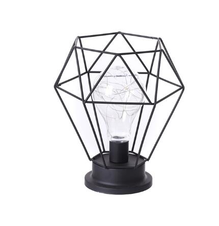Retro Iron Hollow Table Lamp – Vintage Sculptural Accent Light, night lights, front view, with calming Nordic simplicity