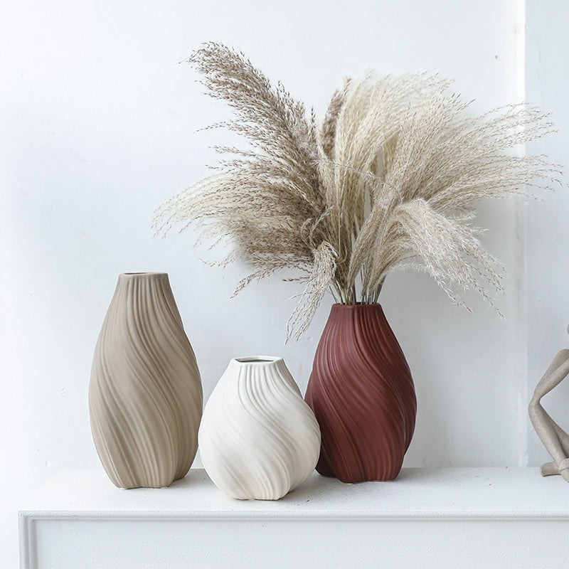Swirl Carved Ceramic Vase | Japandi Twisted Form, vases & vessels, crafted in a warm Japandi minimalist style