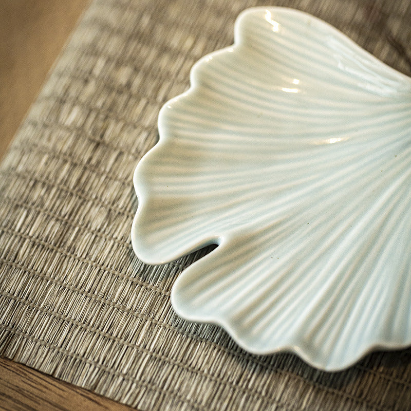 Ginkgo Leaf Ceramic Incense Tray | Japandi Ritual Home Fragrance, incense burners, alternate angle, for a serene modern home