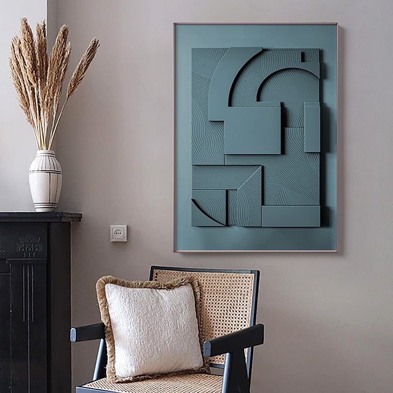 3D Sculptural Geometric Canvas Print – Trompe-l’Œil Morandi Wall Art, front view, with calming Nordic simplicity
