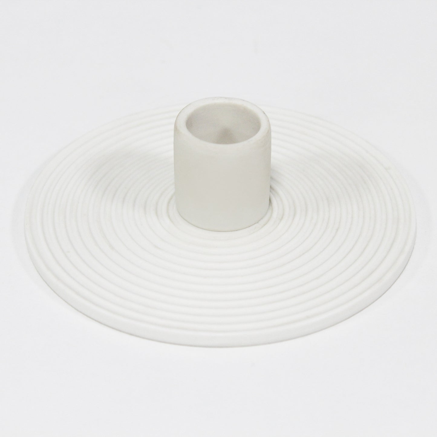 Ridged Ceramic Disc Taper Holder | Japandi Spiral Candle Holder, candle holders, close-up detail, crafted in a warm Japandi
