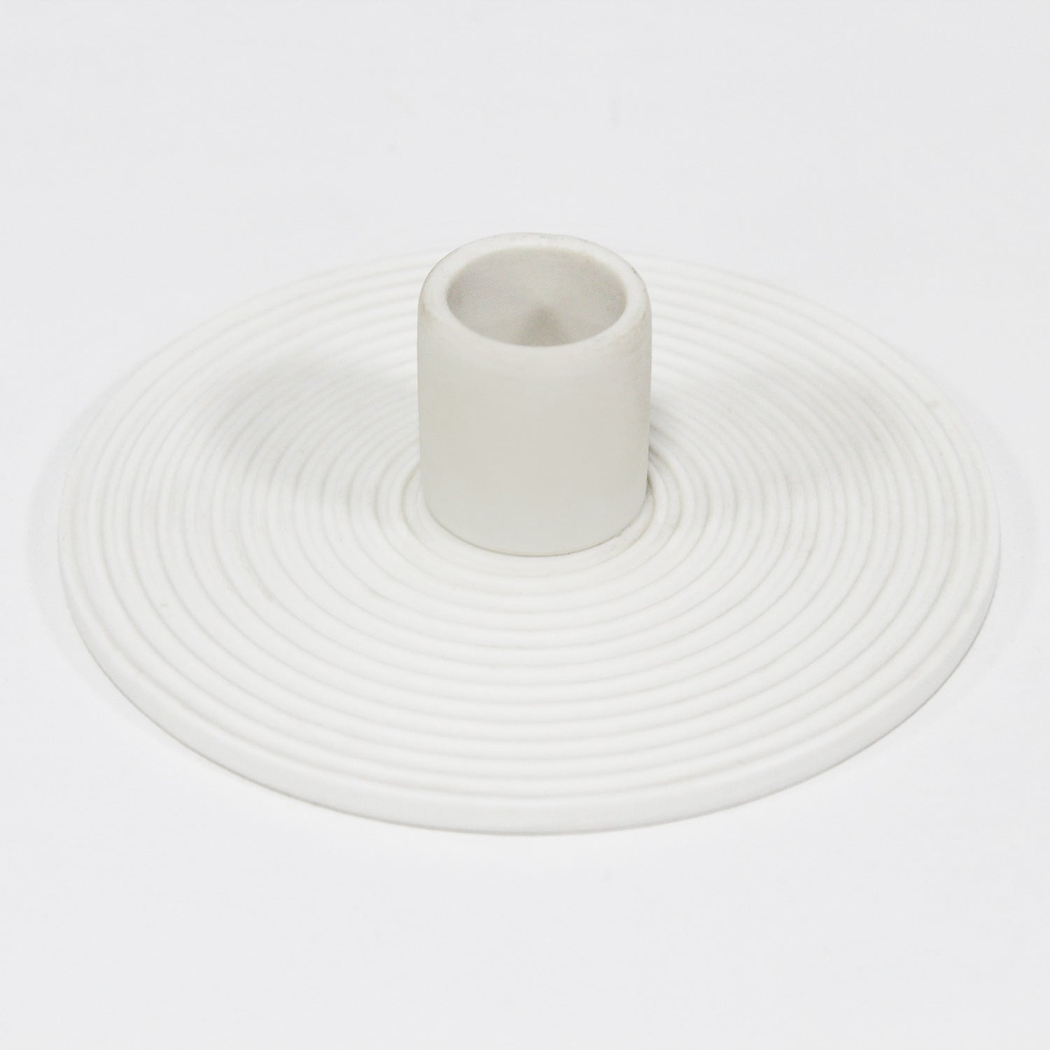 Ridged Ceramic Disc Taper Holder | Japandi Spiral Candle Holder, candle holders, close-up detail, crafted in a warm Japandi