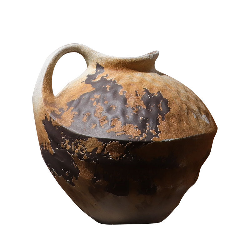 Rustic Mottled Stoneware Vessel | Wabi-Sabi Antique Ceramic Jug, vases & vessels, in a styled setting, in soft neutral
