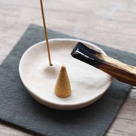 Round Ceramic Incense Bowl | Japandi Ritual Home Fragrance, incense burners, crafted in a warm Japandi minimalist style