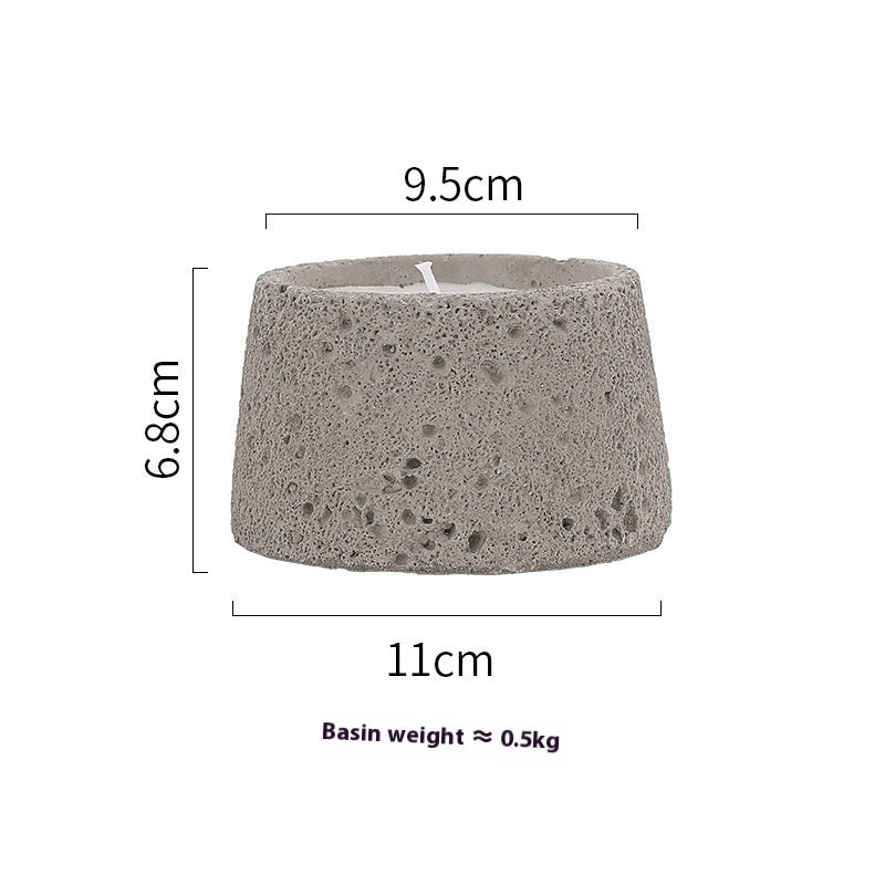Textured Concrete Vessel Candle Holder | Wabi-Sabi Tea Light Cup, candle holders, close-up detail, crafted in a warm Japandi