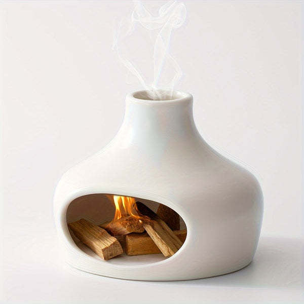 Chimney Ceramic Cone Burner | Japandi Ritual Home Fragrance, incense burners, front view, with calming Nordic simplicity