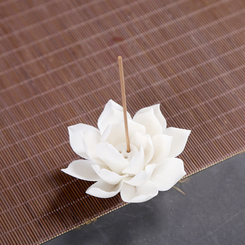 Lotus Ceramic Incense Burner | Japandi Ritual Home Fragrance, incense burners, front view, with calming Nordic simplicity