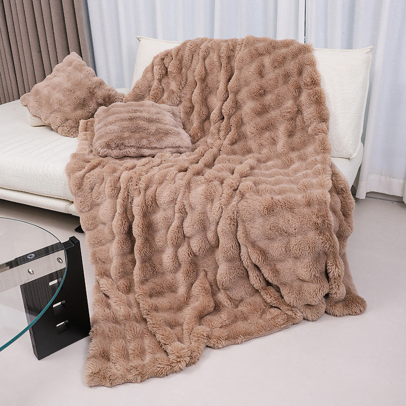 Bubble Plush Throw | Japandi Plush Pile Sofa & Bed Blanket, blankets & throws, crafted in a warm Japandi minimalist style