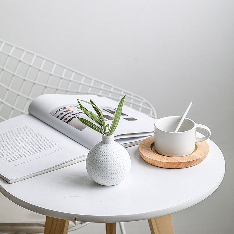 Dotted Round Bud Vase | Japandi Matte White Porcelain, vases & vessels, crafted in a warm Japandi minimalist style