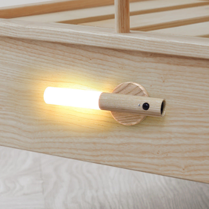 Motion Sensor LED Night Light – Wooden Wireless Lamp, night lights, front view, with calming Nordic simplicity