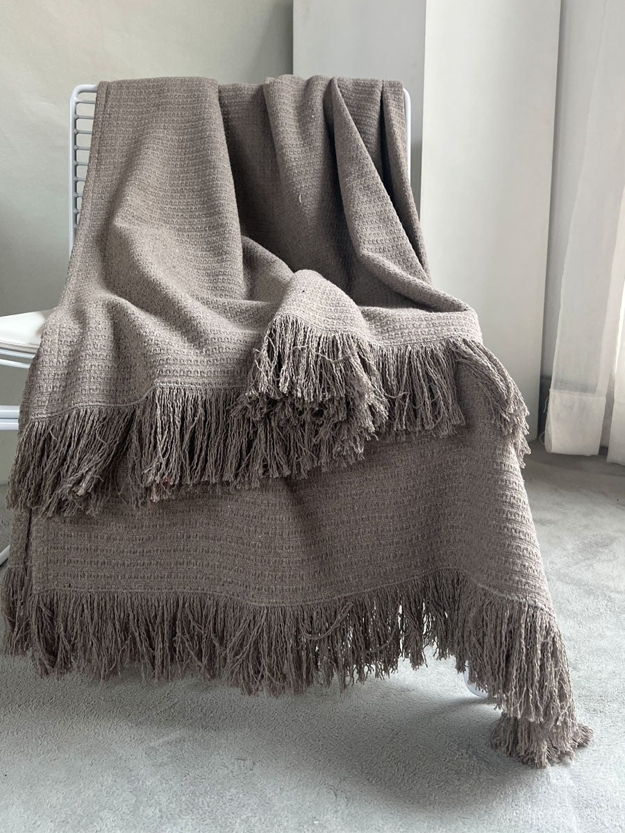Wabi-Sabi Woven Throw & Bed Runner | Japandi Geometric Sofa Blanket, blankets & throws, in a styled setting, in soft neutral
