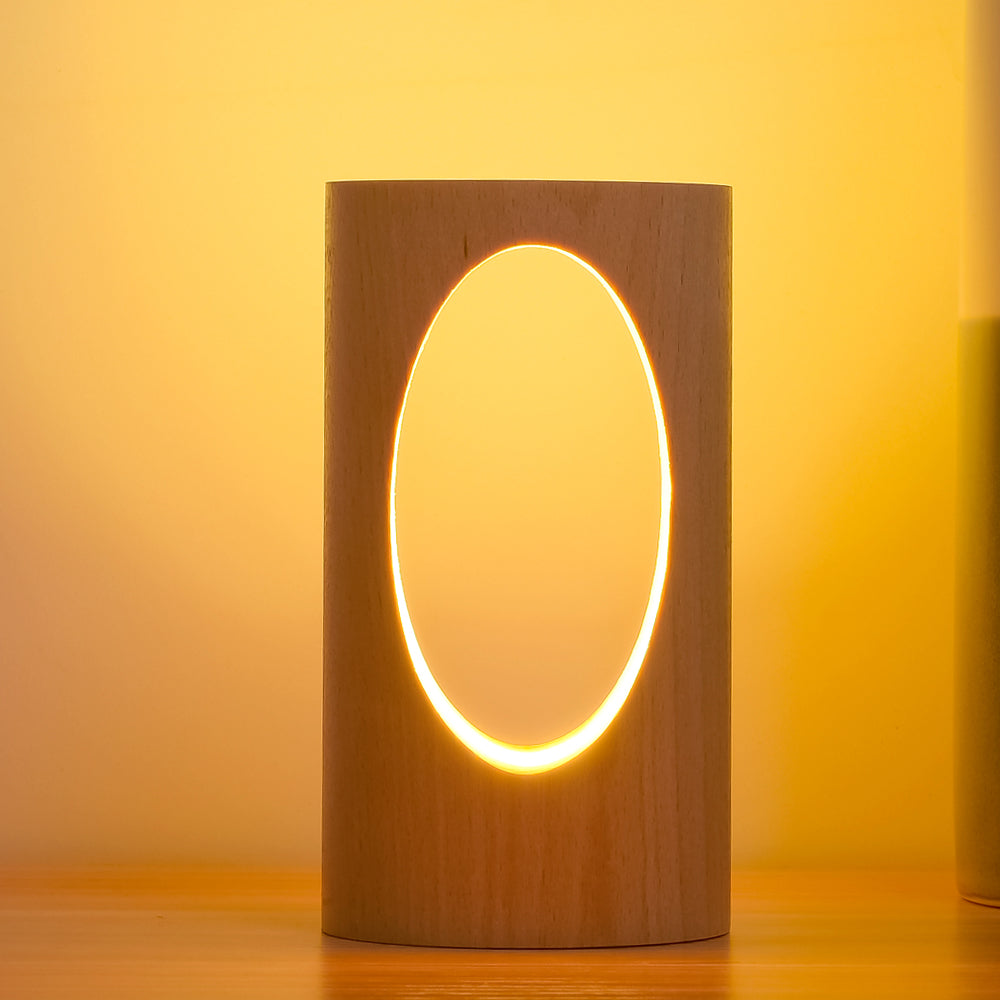 Solid Wood Hollow LED Table Lamp – Sculptural Warm Glow Light, night lights, detail view, embracing wabi-sabi natural