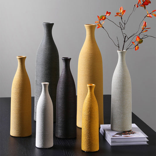 Scratched Ceramic Bottle Vase | Japandi Textured Matte, vases & vessels, crafted in a warm Japandi minimalist style