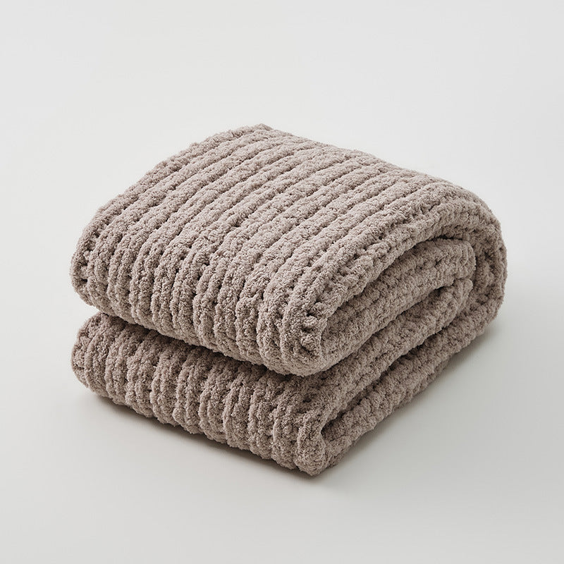 Chunky Knit Throw | Japandi Herringbone & Ribbed Sofa Blanket, blankets & throws, alternate angle, for a serene modern home