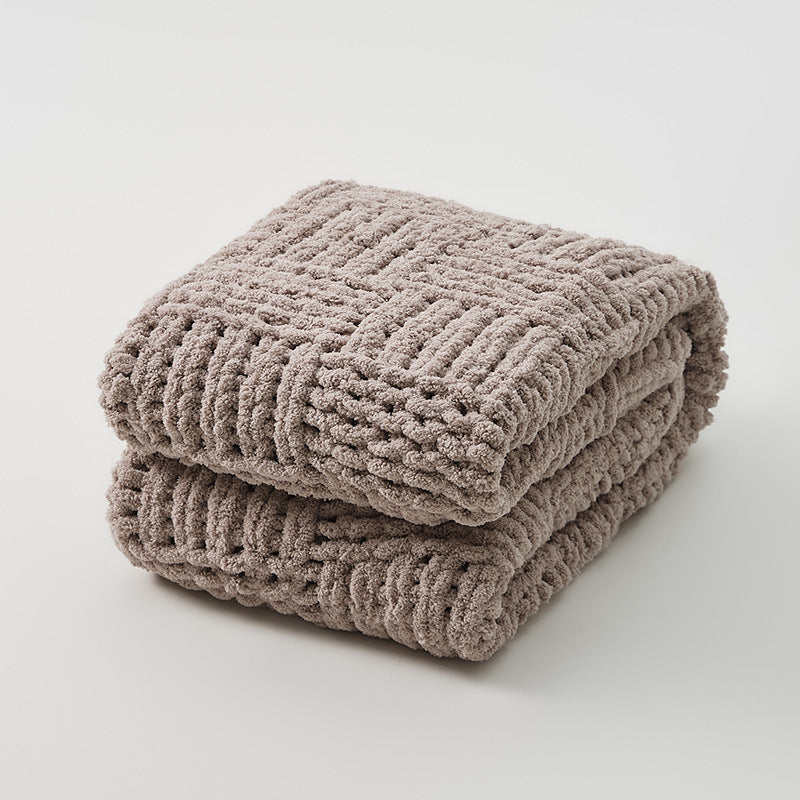 Chunky Knit Throw | Japandi Herringbone & Ribbed Sofa Blanket, blankets & throws, in a styled setting, in soft neutral