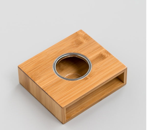 Bamboo Tea Warmer Stand | Japandi Candle Tea Light Warmer, candle holders, in a styled setting, in soft neutral organic tones