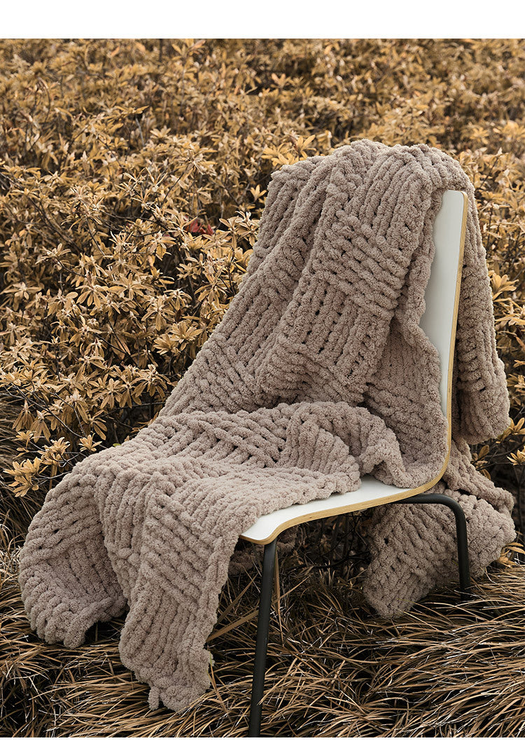 Chunky Knit Throw | Japandi Herringbone & Ribbed Sofa Blanket, blankets & throws, front view, with calming Nordic simplicity
