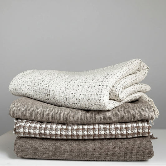 Wabi-Sabi Woven Throw & Bed Runner | Japandi Geometric Sofa Blanket, blankets & throws, crafted in a warm Japandi minimalist