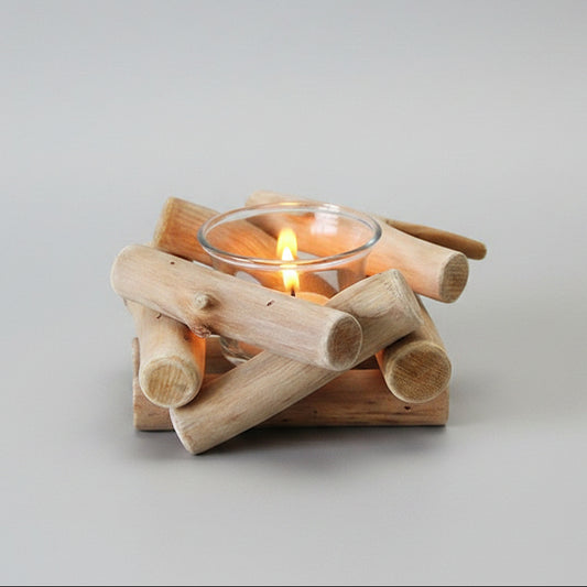 Driftwood Bundle Tea Light Holder | Wabi-Sabi Natural Wood Candle Holder, candle holders, crafted in a warm Japandi