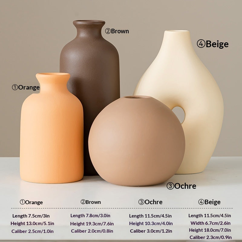 Earthy Matte Ceramic Vase Collection | Japandi Nordic Forms, vases & vessels, close-up detail, crafted in a warm Japandi