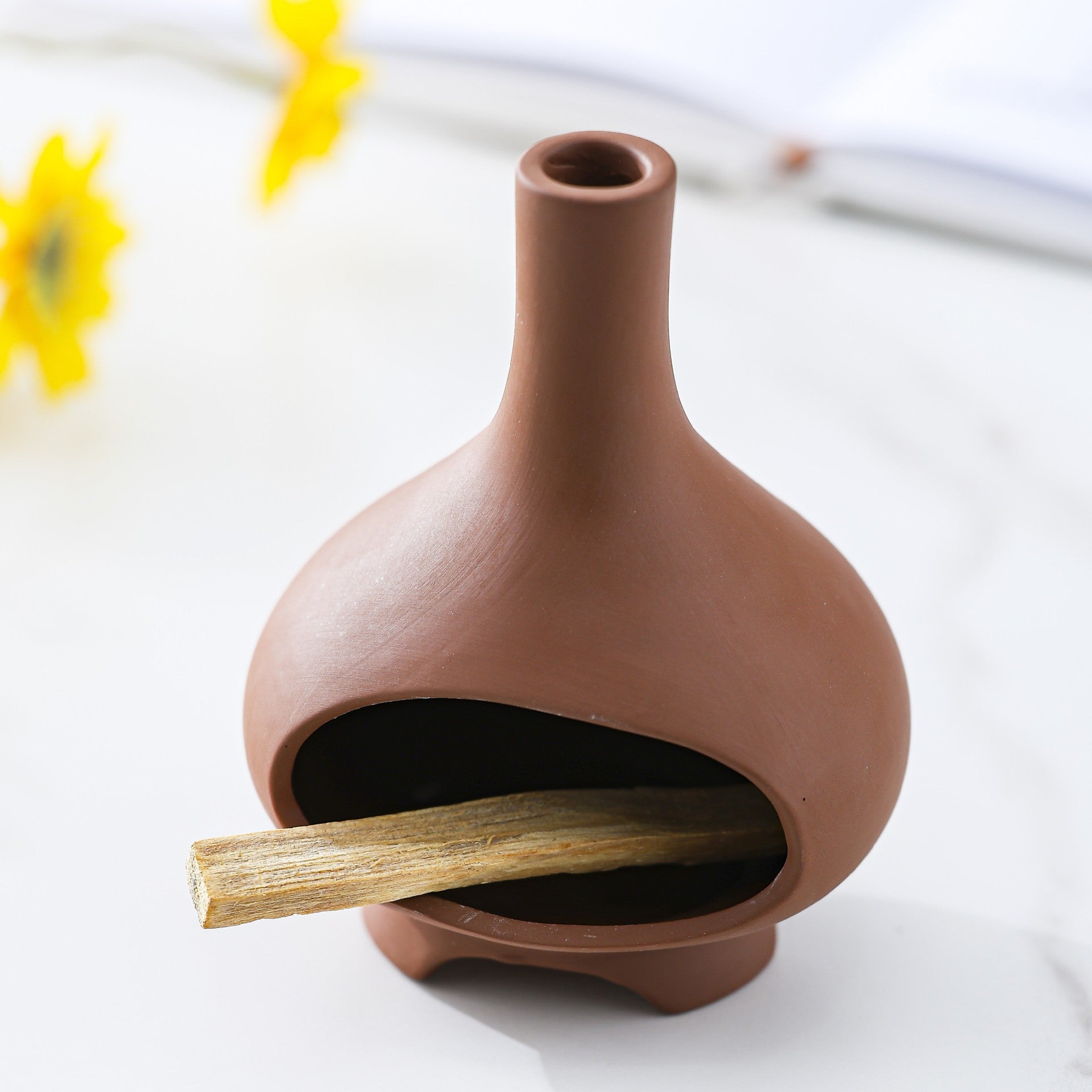 Teardrop Ceramic Sage & Palo Santo Burner | Japandi Ritual Home Fragrance, incense burners, alternate angle, for a serene