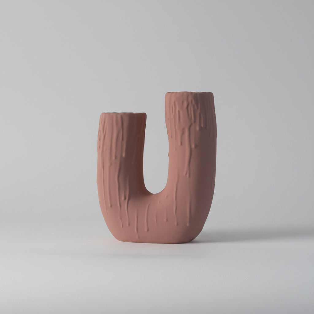 U-Arch Ceramic Candle Holder & Vase | Japandi Sculptural Taper Holder, candle holders, lifestyle view, blending Scandinavian