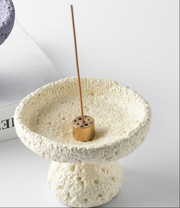 Moon Stone Cement Incense Burner | Japandi Ritual Home Fragrance, incense burners, crafted in a warm Japandi minimalist style
