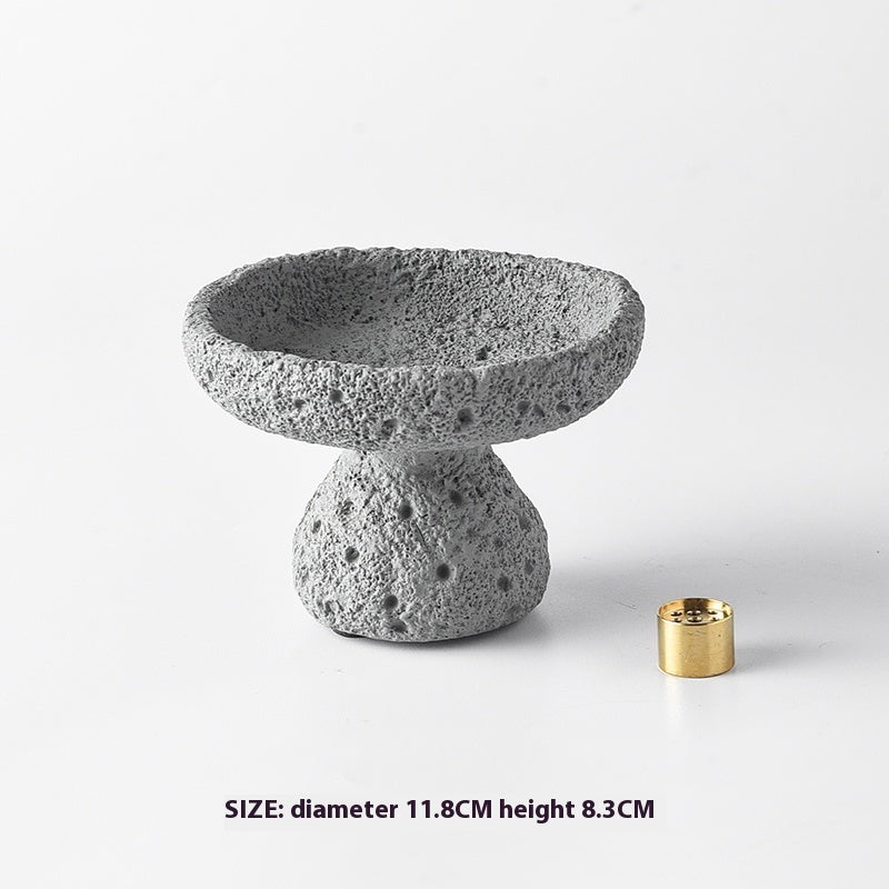 Lava Stone Pedestal Incense Burner | Japandi Ritual Home Fragrance, incense burners, alternate angle, for a serene modern