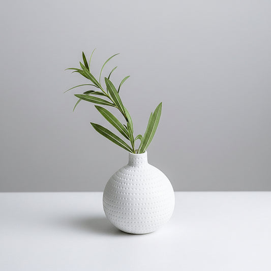 Dotted Round Bud Vase | Japandi Matte White Porcelain, vases & vessels, crafted in a warm Japandi minimalist style