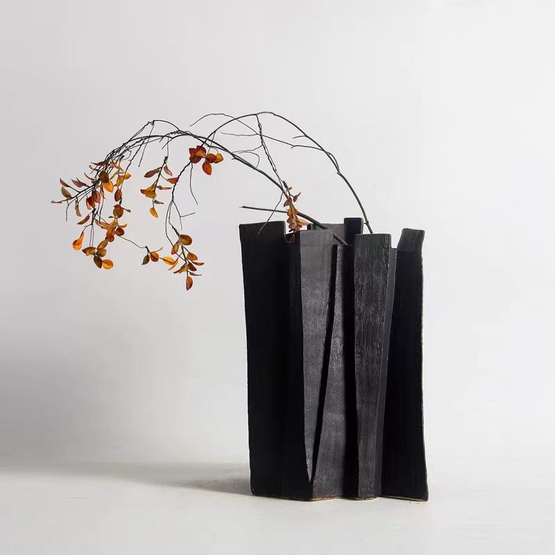 Folded Pleat Ceramic Vase | Japandi Sculptural Statement Piece, vases & vessels, crafted in a warm Japandi minimalist style
