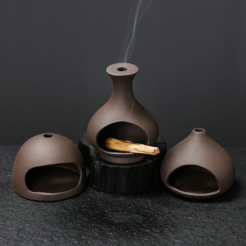 Zisha Clay Palo Santo Burner Set | Japandi Ritual Home Fragrance, incense burners, front view, with calming Nordic simplicity