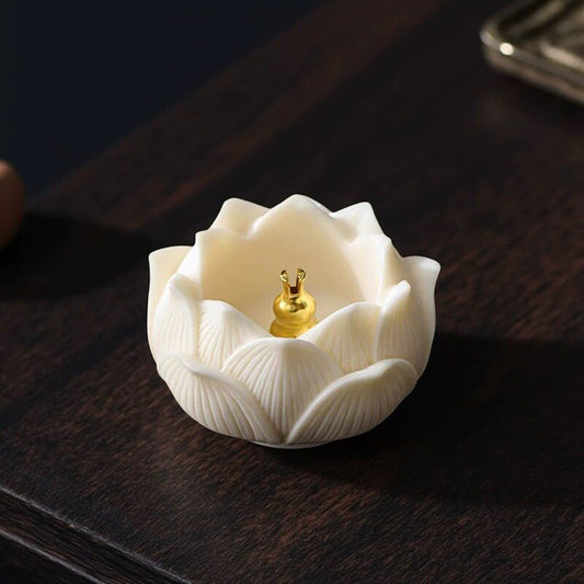 Lotus Ivory Nut Incense Holder | Japandi Ritual Home Fragrance, incense burners, crafted in a warm Japandi minimalist style