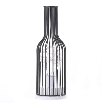 Retro Iron Hollow Table Lamp – Vintage Sculptural Accent Light, night lights, front view, with calming Nordic simplicity