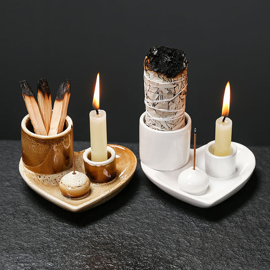 Ceramic Ritual Tray Set | Japandi Home Fragrance, incense burners, crafted in a warm Japandi minimalist style
