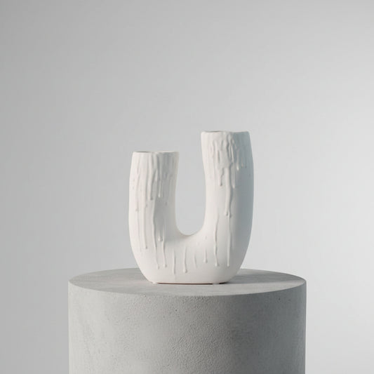 U-Arch Ceramic Candle Holder & Vase | Japandi Sculptural Taper Holder, candle holders, crafted in a warm Japandi minimalist