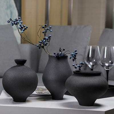 Sculptural Ceramic Vase Collection | Japandi Woven Texture, vases & vessels, front view, with calming Nordic simplicity