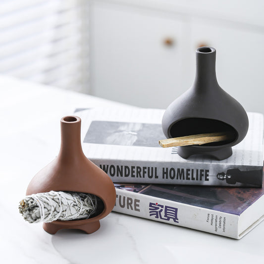 Teardrop Ceramic Sage & Palo Santo Burner | Japandi Ritual Home Fragrance, incense burners, crafted in a warm Japandi