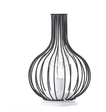 Retro Iron Hollow Table Lamp – Vintage Sculptural Accent Light, night lights, in a styled setting, in soft neutral organic